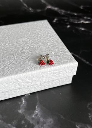 Сережки пусети «полунички», жіночі, дитячі сережки гвоздики срібні