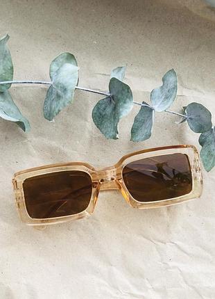 Стильні квадратні окуляри, бежеві сонцезахисні окуляри, очки