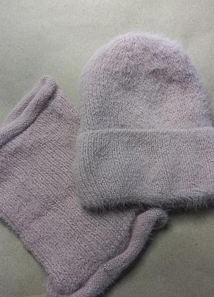 Шапка и снуд artic женская зимняя шапка из пушистой пряжи с длинным ворсом.