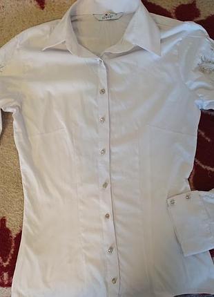 Підліткова блузка сорочка для дівчинки з мереживом