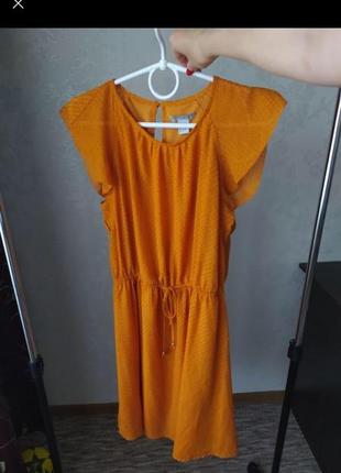 Платье длинное горчичное до колен от h&m бренд размер м подовжене плаття3 фото
