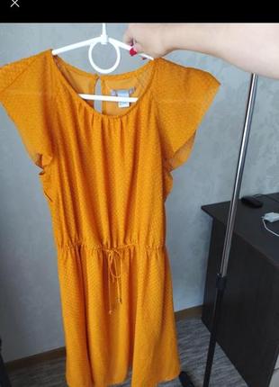Платье длинное горчичное до колен от h&m бренд размер м подовжене плаття5 фото
