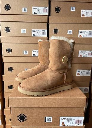 Ugg short bailey button chestnut 9