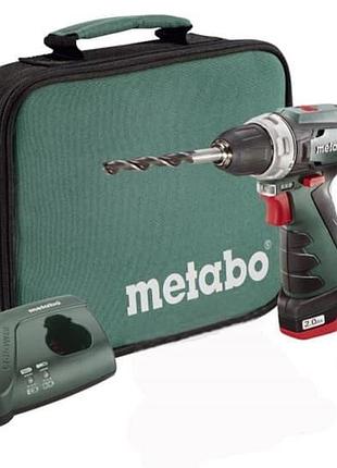 Акумуляторний шуруповерт metabo powermaxx bs basic 2х2,0 ач в сумці (600079550)