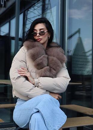 Пуховик куртка пуфе з натуральним хутром песня