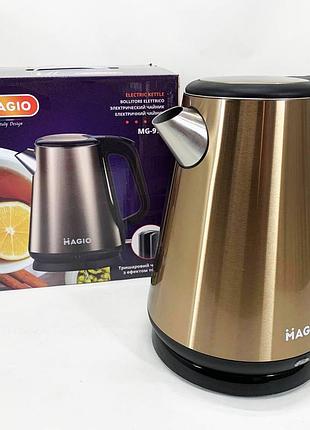 Электрочайник magio mg-971 термостойкий 1.7 л 1500 вт стильный электрический чайник, тихий бытовой чайник