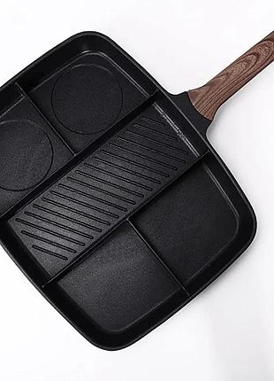 Универсальная сковорода с пятью разделенными секциями и антипригарным покрытием
