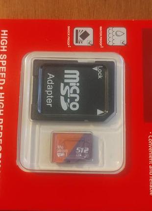 Карта памяти micro sdhc 512gb class 10 uhs i + sd адаптер.