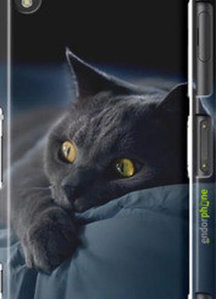 Чехол на sony xperia z3 d6603 дымчатый кот "825c-58-73076"