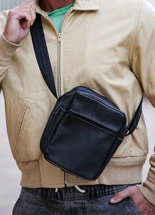 Чоловіча сумка шкіряна барсетка чорна