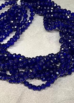 Бусина рондель 4*3 мм, темно-синий (непрозрачный), арт 019982, 1-нить ≈110-115 шт, темно-синий