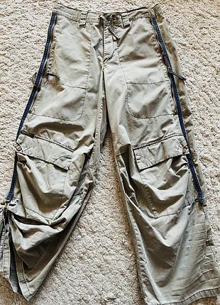 Джинсы карго в авангардном стиле, широкие штаны оверсайз французский бренд marithe francois girbaud оригинал размер s,м