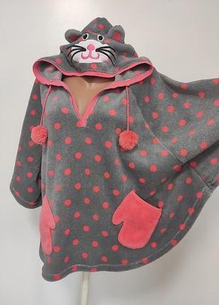 Пончо мягушка с капюшоном и карманами one size