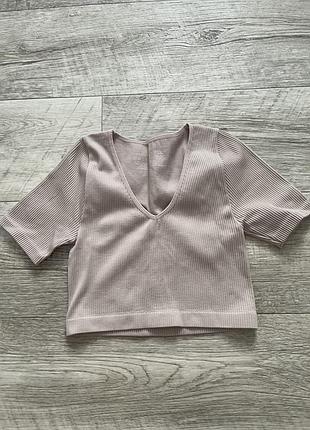 Футболка в рубчик, бежева футболка