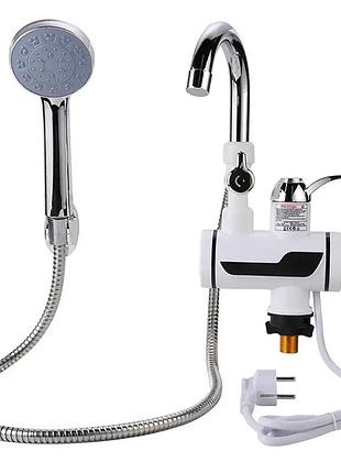 Проточний водонагрівач з lcd екраном та лійкою, 3000вт, delimano