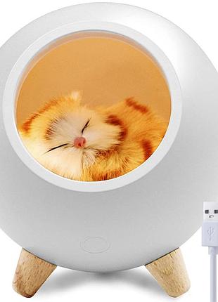 Детский ночник котик в домике, от usb