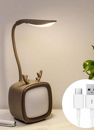 Настільна лампа акумуляторна 2в1 з usb hello no-05, сіра