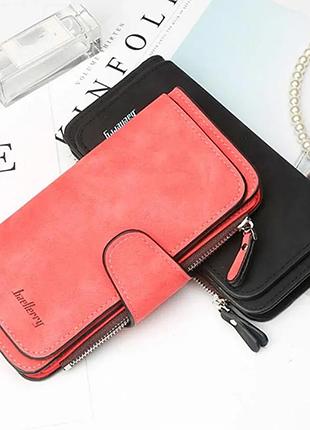 Женский замшевый кошелек клатч (19 х 10,5 х 2 см), forever, baellerry, коралловый