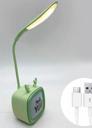 Настільна лампа акумуляторна 2в1 з usb hello no-05, зелена