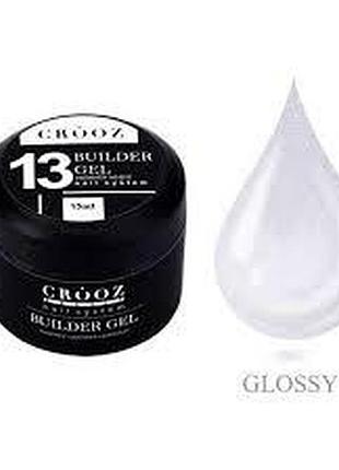 Гель для нарощування молочний з шимером crooz builder gel white shimmer 15 мл