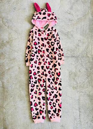 5-6 років next. флісовий кігурумі з вушками і анімалістичний принтом, серія little kids. супер - тепла піжама . м"якенький комбінезон. довжина повна 1