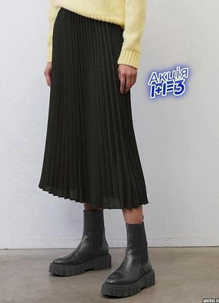 1+1=3 базовая стильная черная юбка миди плиссе debenhams, размер 46 - 48