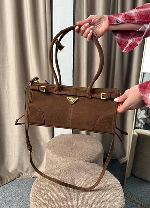 Женская сумка премиум bonnie medium suede handbag chocolate