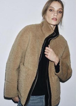 Куртка  zara, двостороння  зі штучної овчини