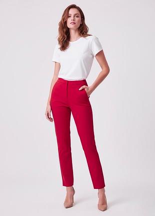 Малинові жіночі штани облягаючі висока посадка трикотажні по фігурі скіні mango