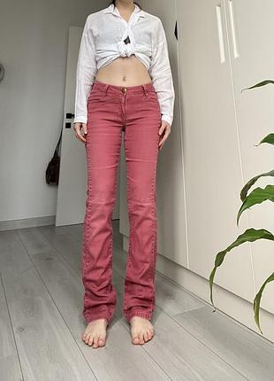 Джинсы средняя талия посадка розовые прямые flared 36 38 винтаж 90s 2000s
