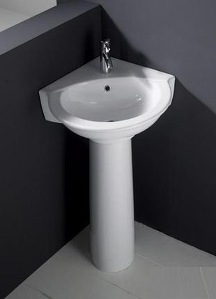 Кутовий умивальник rak ceramics evolution 595х640х840 мм із ніжкою білий раковина для ванної сантехніка ve-33
