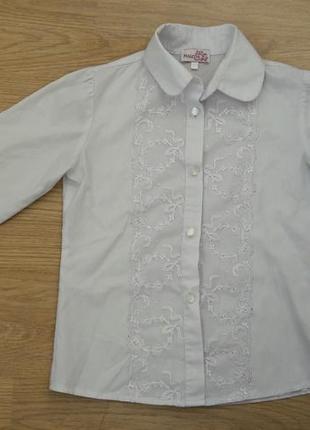 Блузка рубашка школьная девочке 8 лет р 128, malena