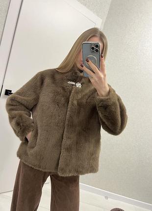 Єко шуба коричнева під норку