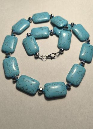 Намисто з бірюзи та кришталю