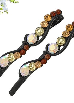 Шпилька-невидимка металева зі стразами 6.2см