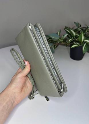 Кошелек клатч из экокожи на 2 отделения 88996 фисташковый