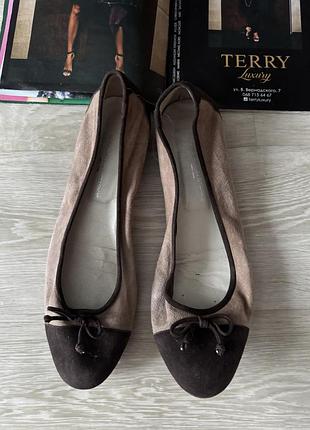 Замшевые туфли балетки