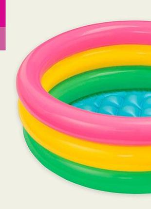 Басейн надувн. 57412 "веселка" коло, 3 секц, реф. дно рем комплектом,в кор 114*25см, 25см, 19см, 57412