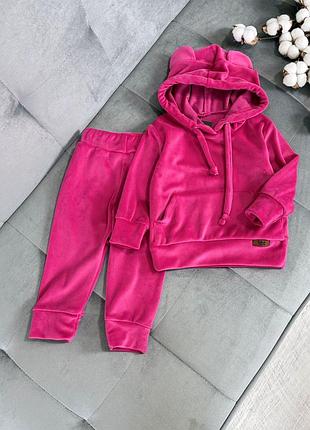 Костюм мишка, велюровый, малиновый