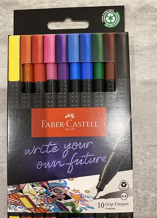 Фломастери faber-castell grip finepen 10 кольорів 0.4мм