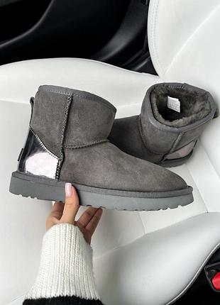Ugg mini grey patent peel уцінка уггі