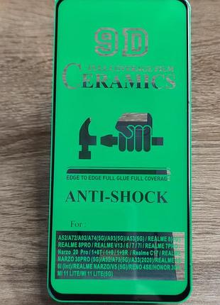 Керамическое защитное стекло 9d ceramics для samsung a52/a72/a53, realme 8 pro, mi 11 lite, full glue