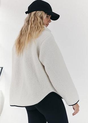 Куртка in the style contrast piping borg lined half zip up 3