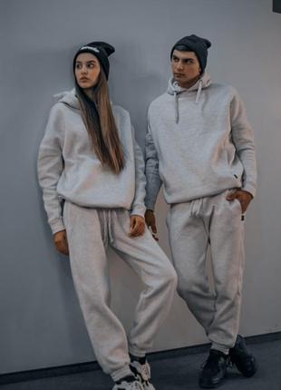 Костюм теплый серый женский oversize