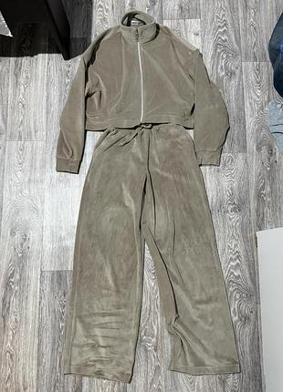 Спортивний костюм savoy brand з велюру, бежевий, s-m