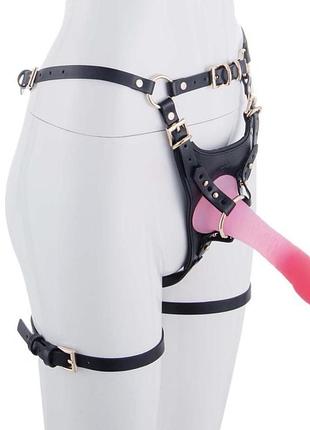 Страпон lockink sevanda queen sheba strapon pink dildo, регульовані кріплення, силіконовий дилдо 2