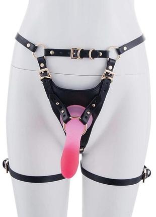 Страпон lockink sevanda queen sheba strapon pink dildo, регульовані кріплення, силіконовий дилдо 3