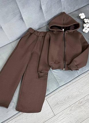 Костюм 72, р.116,122,128,146,152,158,164, тринитка+фліс, шоколад