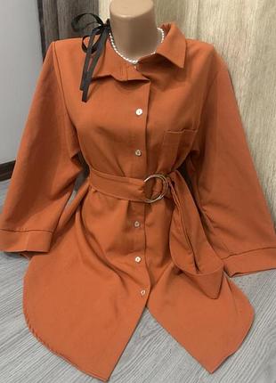 Сорочка-сукня подовжена гірчиця 3