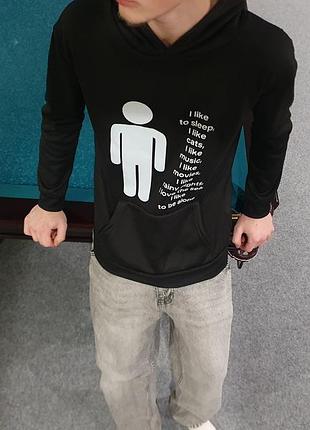 Черное худи "i like cats" 3